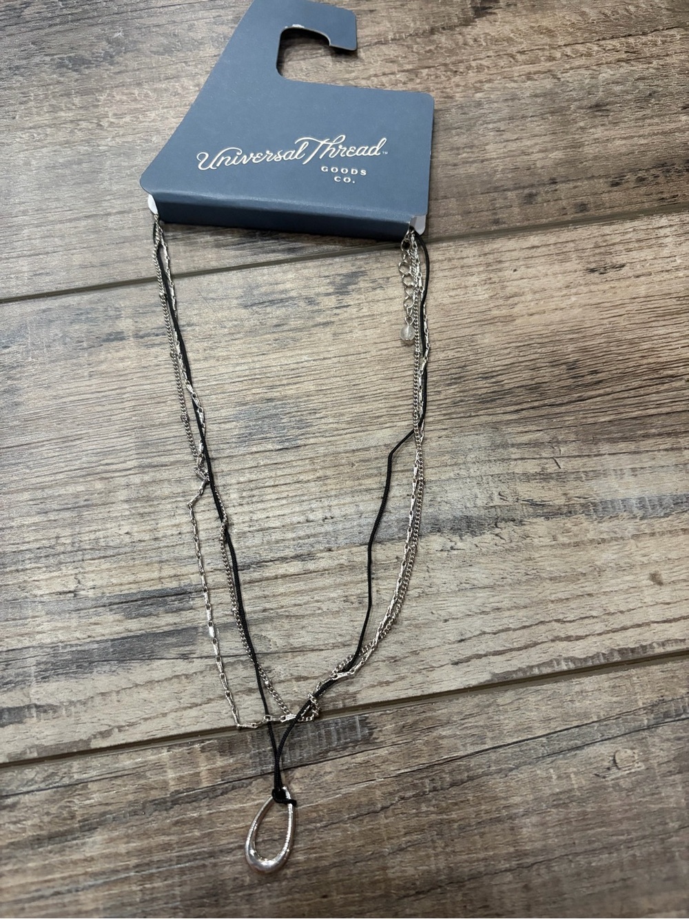 Target Universal Thread Layered Silver and Black Multi-Chain Necklace
